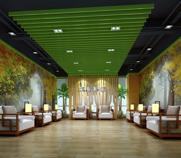 中式自然風(fēng)格辦公室接待區(qū)域裝修設(shè)計(jì)案例效果圖