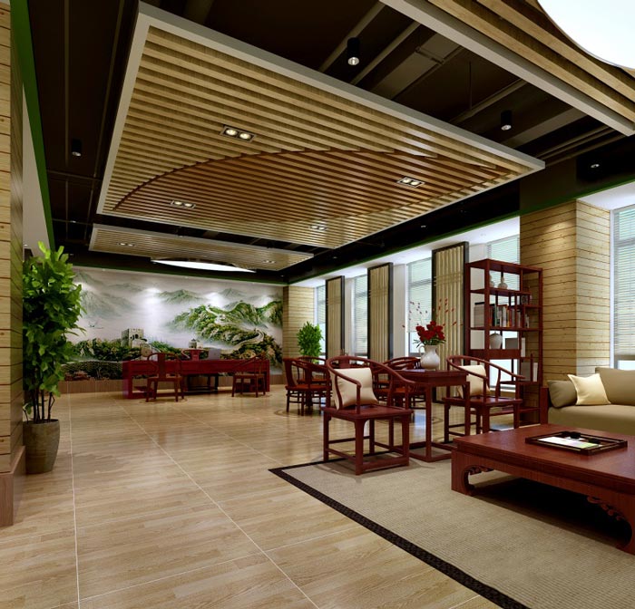 中式自然風(fēng)格董事長辦公室裝修設(shè)計(jì)案例效果圖