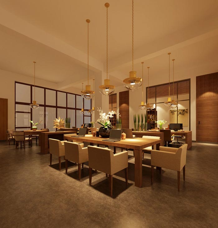 中式簡約風(fēng)格辦公室辦公區(qū)域裝修設(shè)計案例效果圖