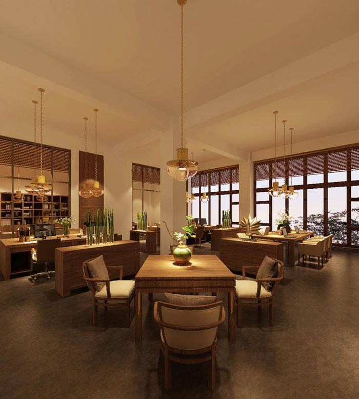 中式簡約風(fēng)格辦公室洽談區(qū)域裝修設(shè)計案例效果圖