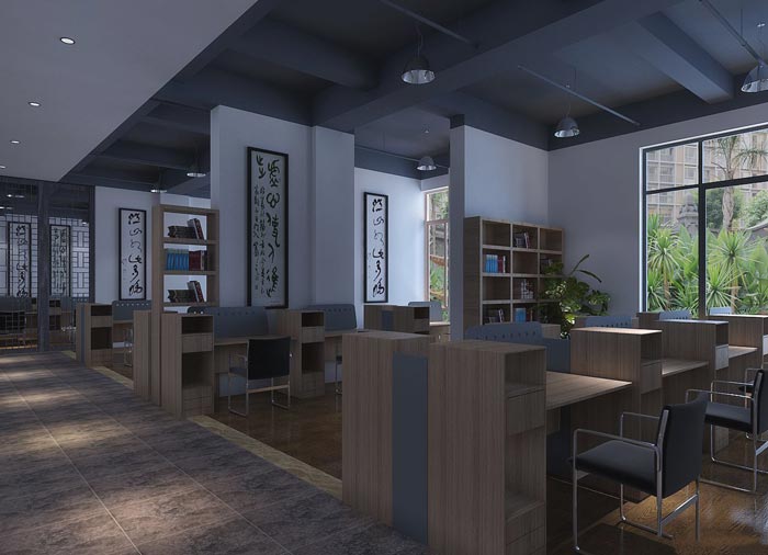 中式風格投資公司辦公室辦公區(qū)域裝修設計案例效果圖