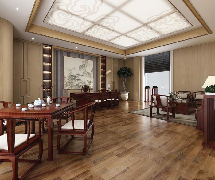 中式后現(xiàn)代風(fēng)格董事長辦公室裝修設(shè)計案例效果圖