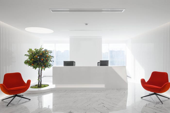 600平方開放式辦公室前臺裝修設(shè)計(jì)實(shí)景圖