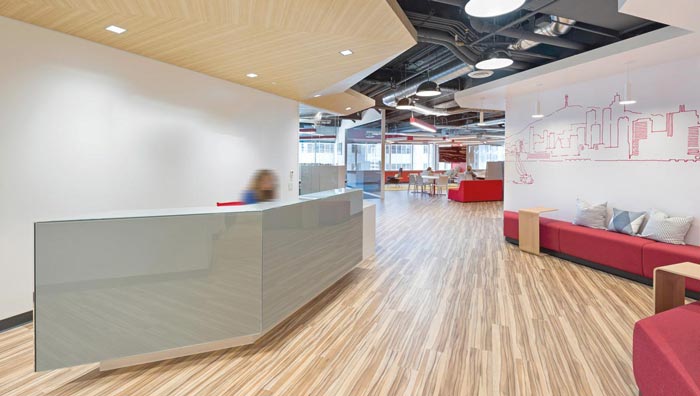 生物技術(shù)服務公司辦公室前臺裝修設計案例效果圖