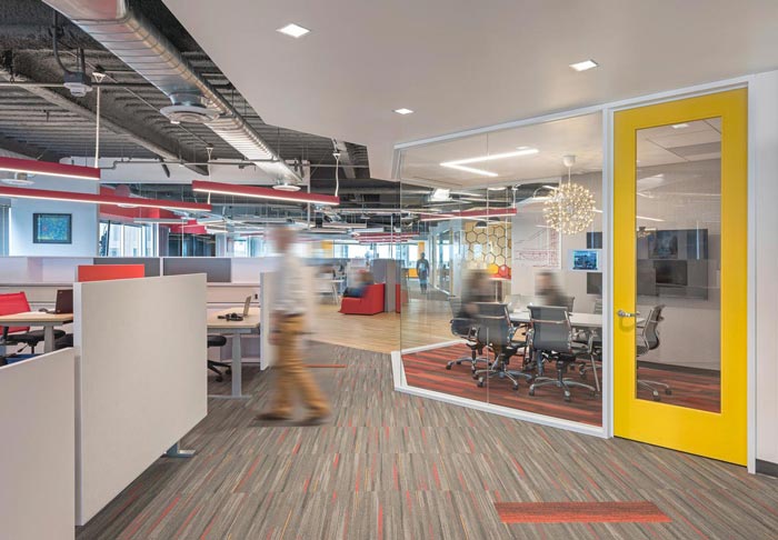 生物技術(shù)服務公司辦公室辦公區(qū)域裝修設計案例效果圖