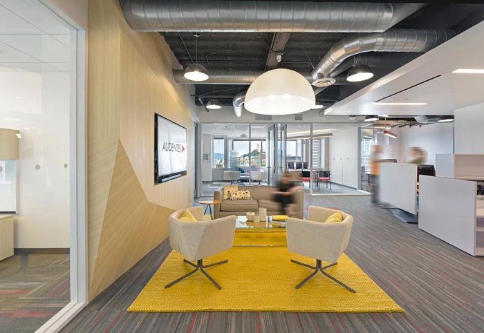 生物技術(shù)服務公司辦公室接待區(qū)域裝修設計案例效果圖