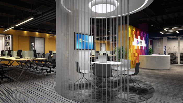 紡織公司辦公室接待區(qū)裝修設(shè)計(jì)案例效果圖