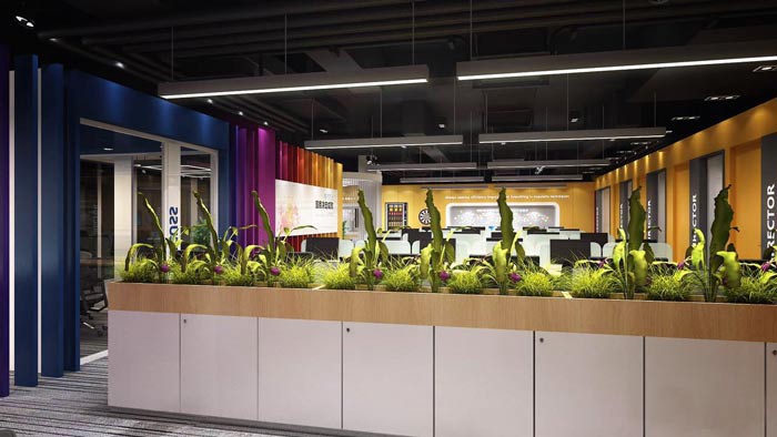 紡織公司辦公室綠植裝修設(shè)計(jì)案例效果圖