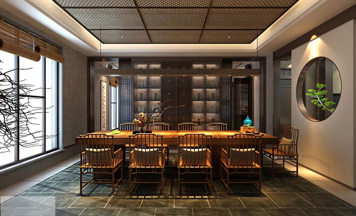 新中式辦公室辦公區(qū)裝修設(shè)計案例效果圖