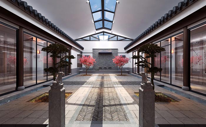 新中式辦公室裝修設(shè)計案例效果圖