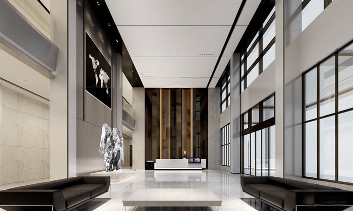 集團(tuán)總部辦公室前臺裝修設(shè)計(jì)效果圖