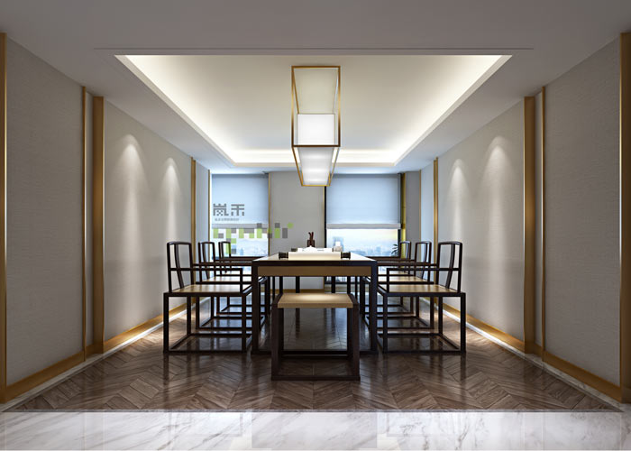 新中式風格辦公室茶室裝修設(shè)計效果圖