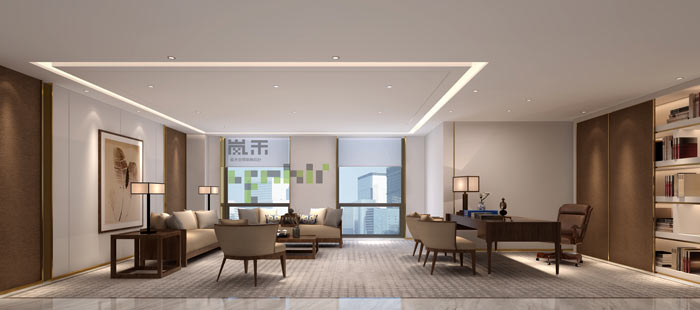 新中式風格合伙人辦公室裝修設(shè)計效果圖