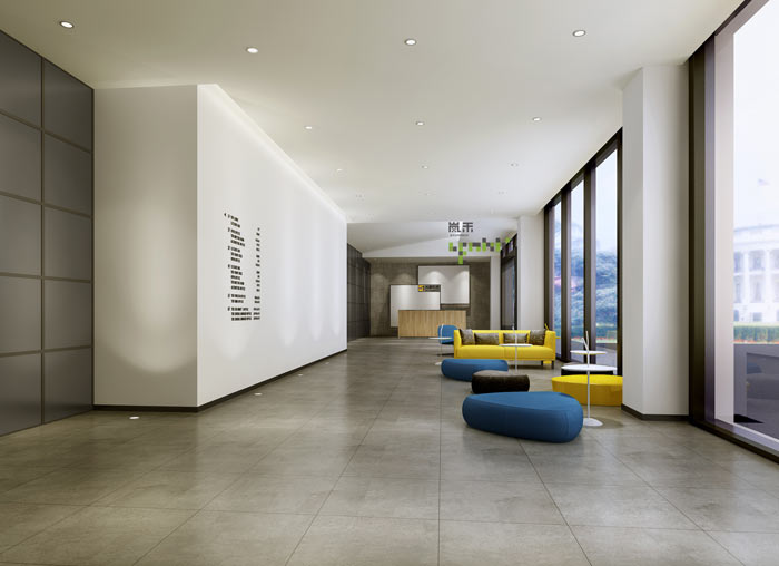 通信科技公司辦公室大廳裝修設(shè)計案例效果圖