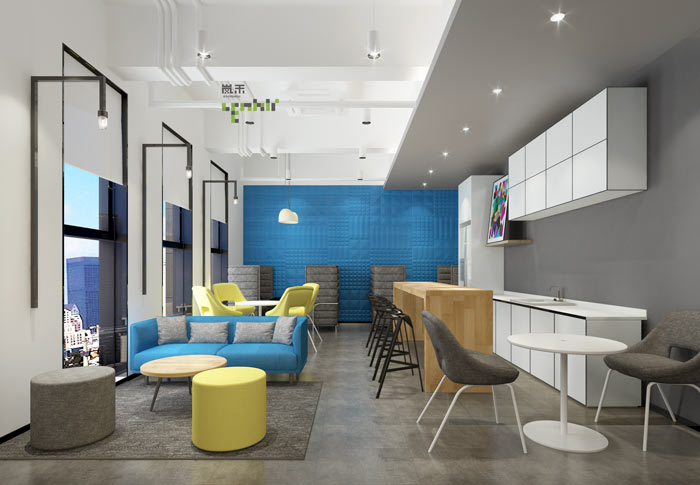 通信科技公司辦公室茶水吧裝修設(shè)計案例效果圖