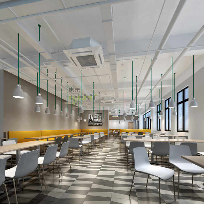 通信科技公司辦公室餐廳裝修設(shè)計案例效果圖