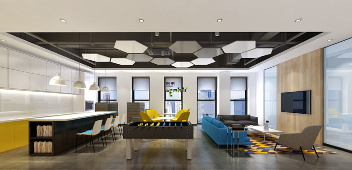 通信科技公司辦公室茶水間裝修設(shè)計案例效果圖