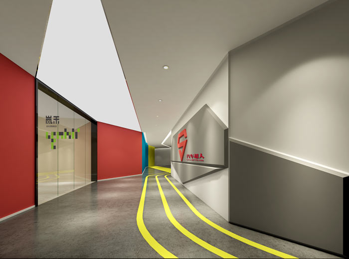 汽車超人公司辦公室19樓前臺(tái)裝修設(shè)計(jì)效果圖