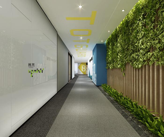 創(chuàng)新科技公司辦公室員工過道裝修設計效果圖