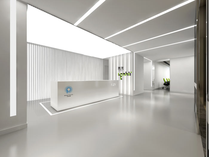 信息科技公司辦公室前臺裝修設(shè)計效果圖