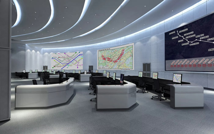 地鐵指揮中心辦公室指揮大廳裝修設(shè)計效果圖