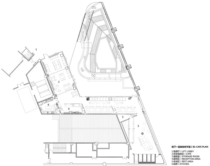集團(tuán)總部辦公樓地下一層咖啡吧平面