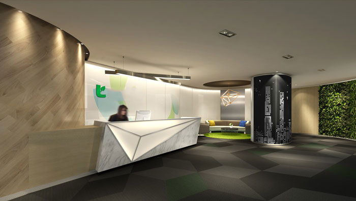 集團(tuán)辦公空間前臺(tái)裝修設(shè)計(jì)效果圖