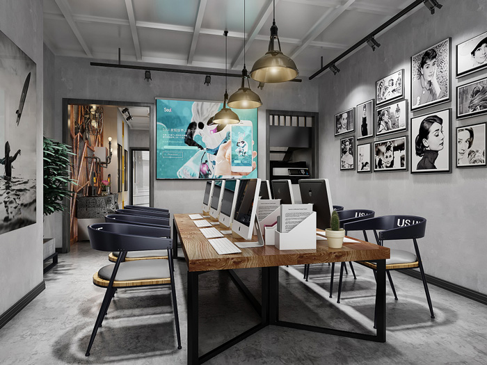 120平方工業(yè)風辦公室辦公區(qū)裝修設計效果圖