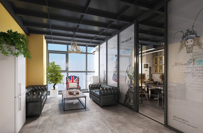 工業(yè)辦公室接待區(qū)裝修設(shè)計效果圖