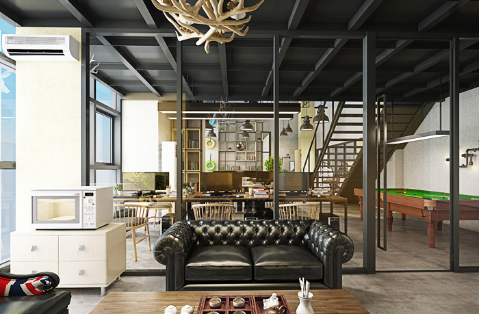 工業(yè)辦公室正面裝修設(shè)計效果圖