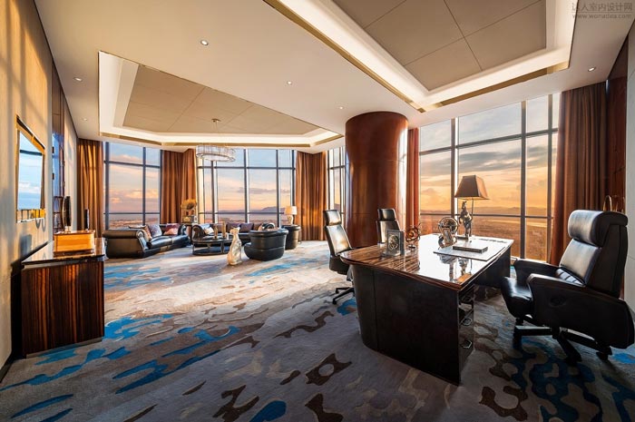 金融公司董事長(zhǎng)辦公室裝修設(shè)計(jì)效果圖