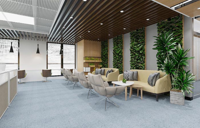 金融租賃公司接待區(qū)裝潢裝飾設計效果圖