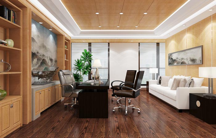金融租賃公司總經(jīng)理辦公室裝潢裝飾設計效果圖