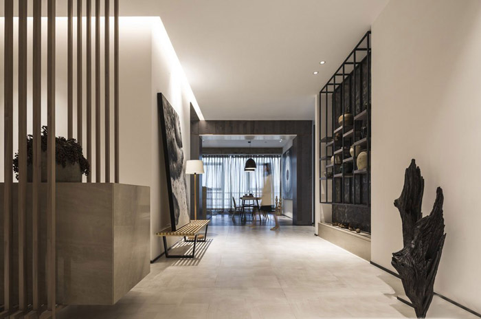 新中式辦公室前臺設(shè)計(jì)效果圖