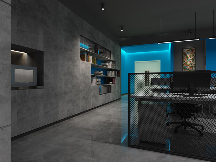 科技辦公室辦公區(qū)裝修設計效果圖