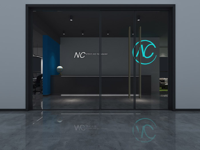 科技辦公室進門區(qū)裝修設計效果圖