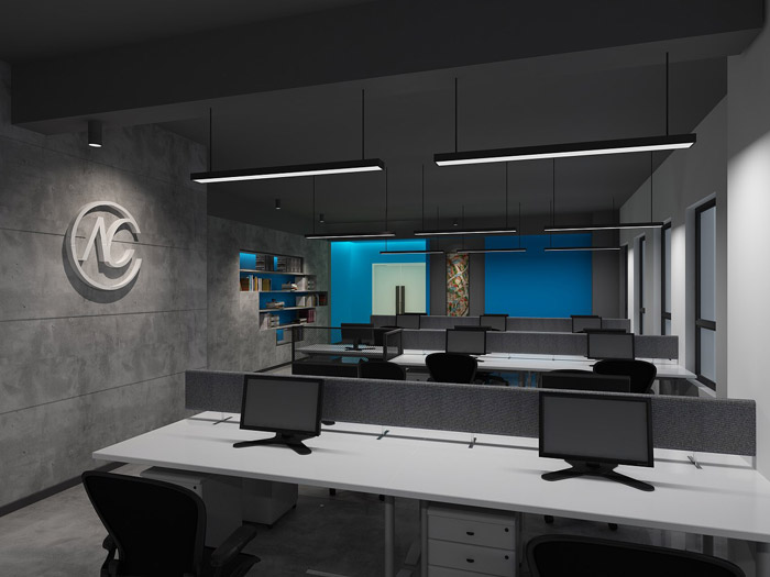 科技辦公室辦公區(qū)裝修設計效果圖