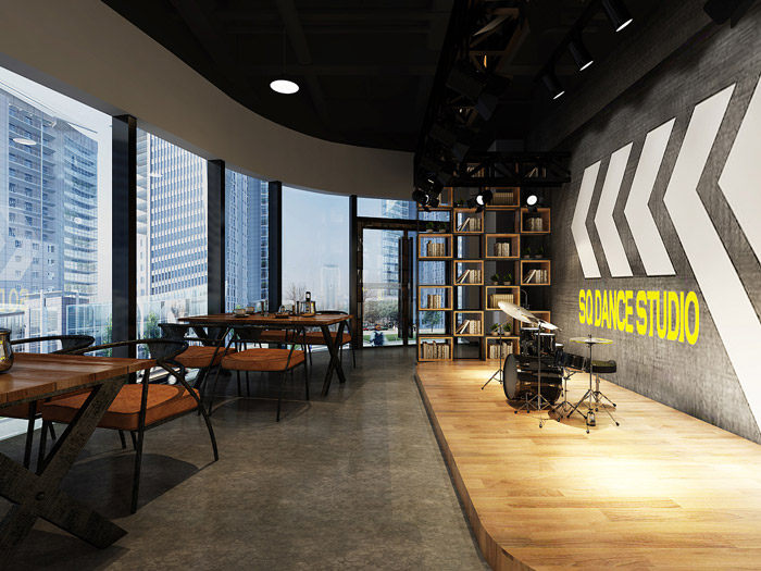 舞蹈培訓(xùn)機構(gòu)咖啡廳裝修設(shè)計效果圖