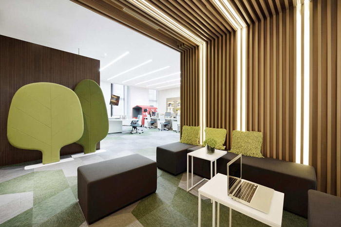 綠色環(huán)保辦公室辦公區(qū)裝修設計效果圖