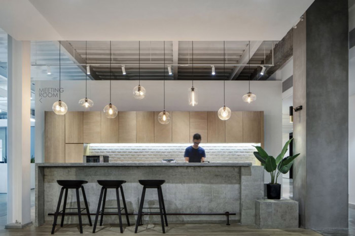 1300平方辦公室吧臺(tái)裝修設(shè)計(jì)效果圖