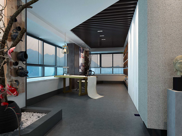 新中式總經(jīng)理辦公室裝修效果圖