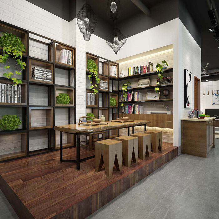 工業(yè)風(fēng)辦公室接待區(qū)設(shè)計(jì)效果圖