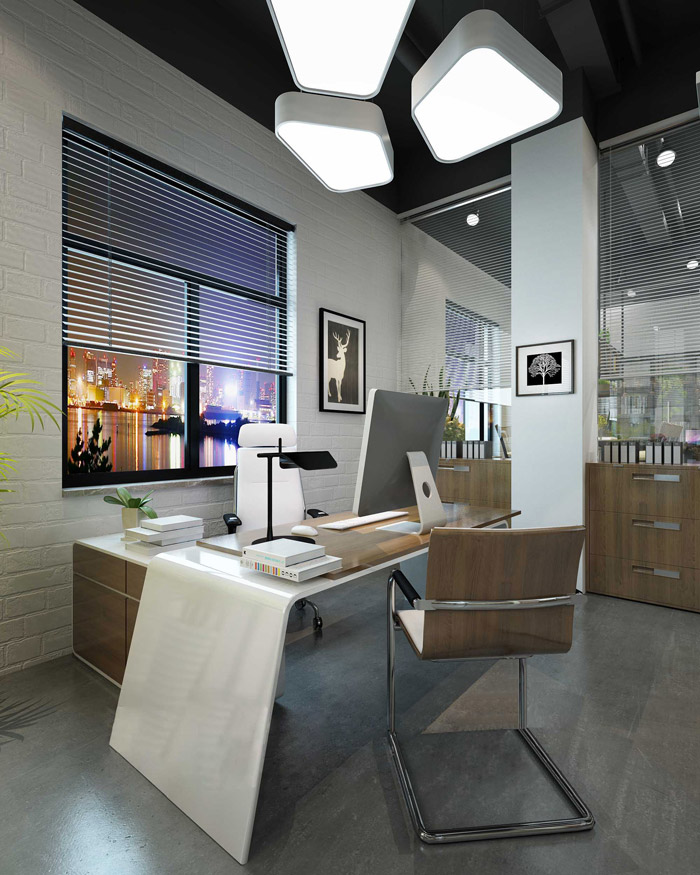 工業(yè)風(fēng)總經(jīng)理辦公室設(shè)計(jì)效果圖