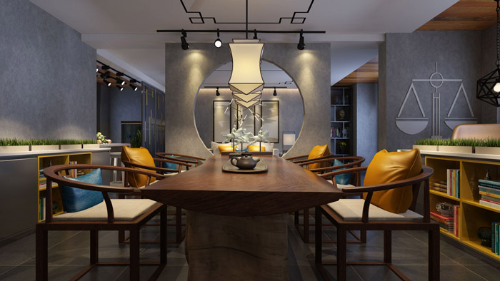 中式工作室會議室設(shè)計效果圖