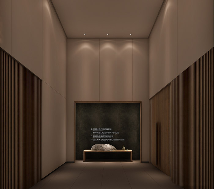 新中式辦公室入口設(shè)計效果圖