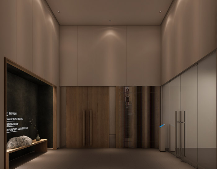 新中式辦公室入口設(shè)計效果圖