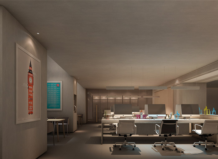 新中式辦公室辦公區(qū)設(shè)計效果圖