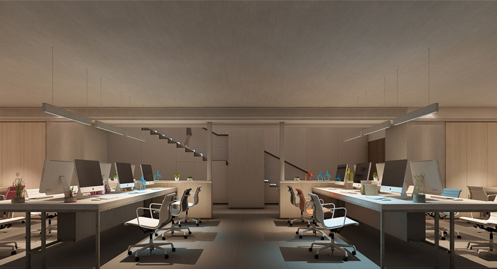 新中式辦公室辦公區(qū)設(shè)計效果圖