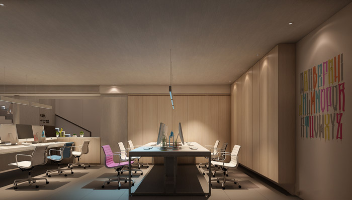 新中式辦公室辦公區(qū)設(shè)計效果圖