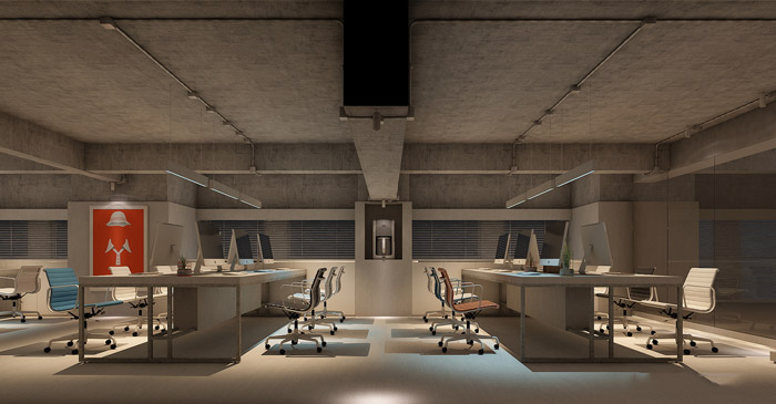 新中式辦公室辦公區(qū)設(shè)計效果圖